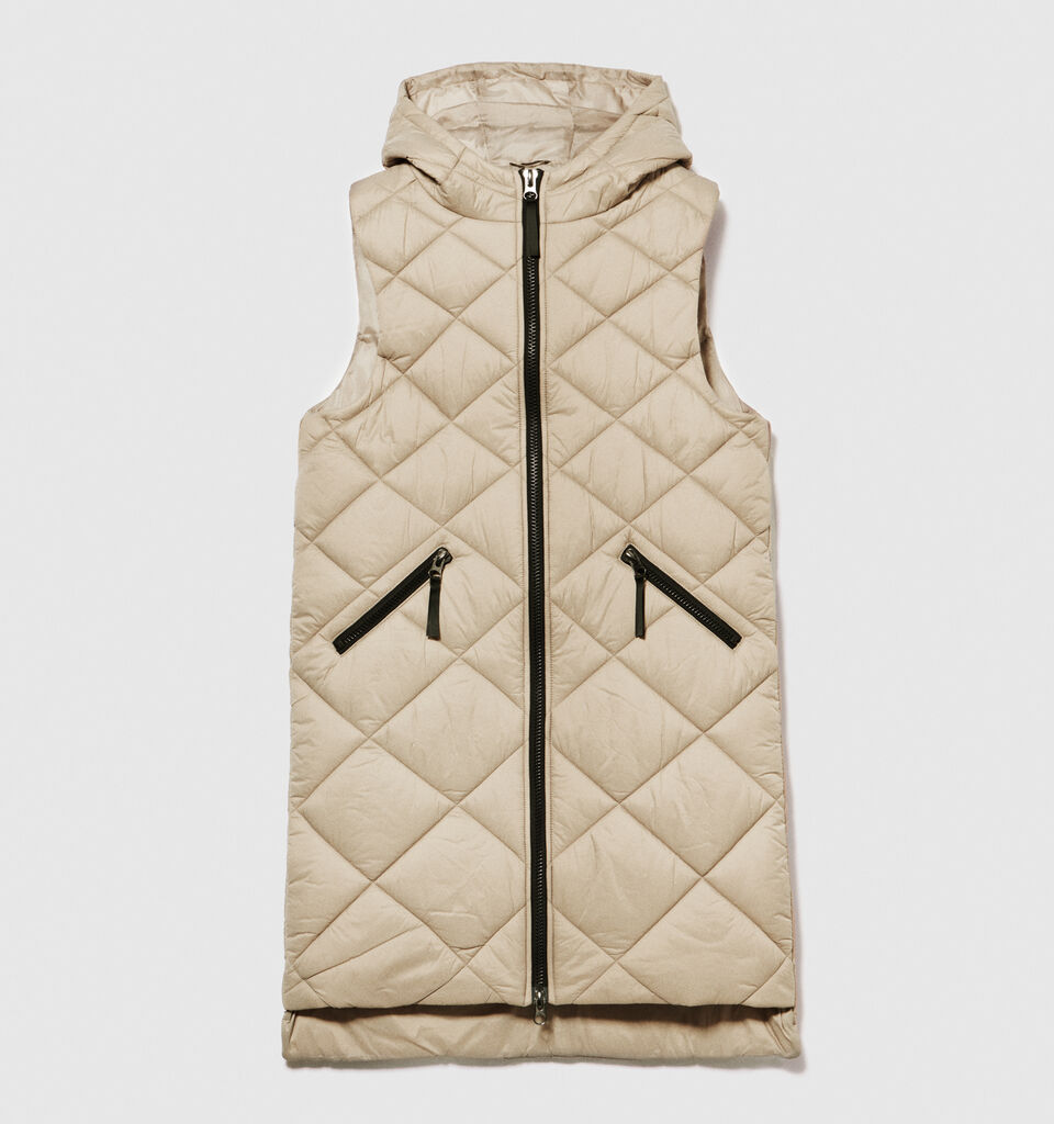 Long vest with hood - women's vests and sleeveless jackets - Beige | Sisley image number 6